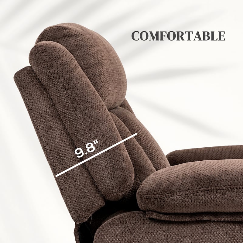 Brown Power Lift Recliner Massage Chair with Built-in USB Port and Side Storage Pockets