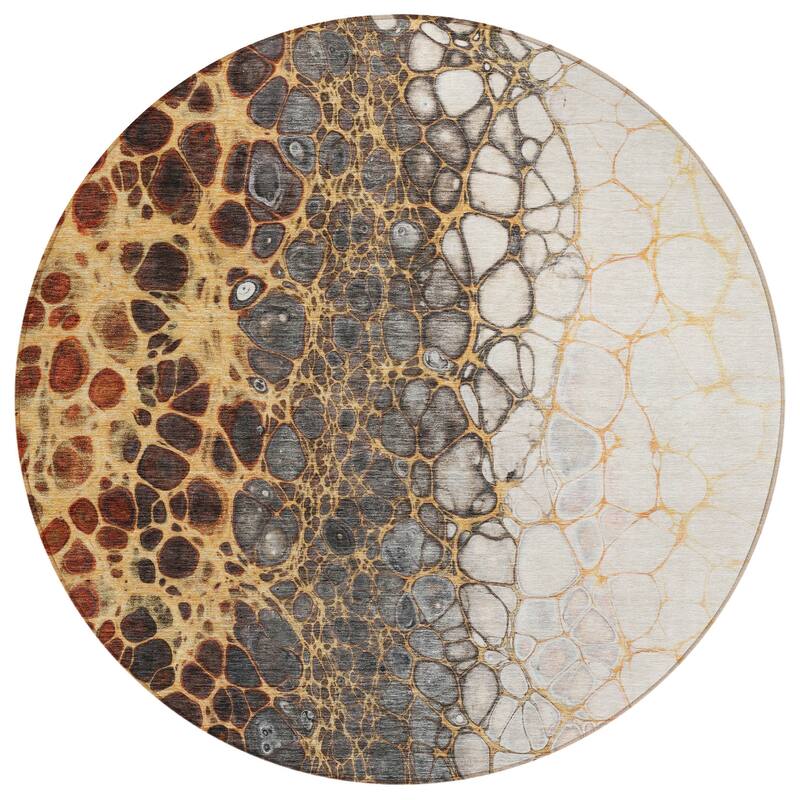 Machine Washable Indoor/ Outdoor Chantille Abstract Cobblestone Rug
