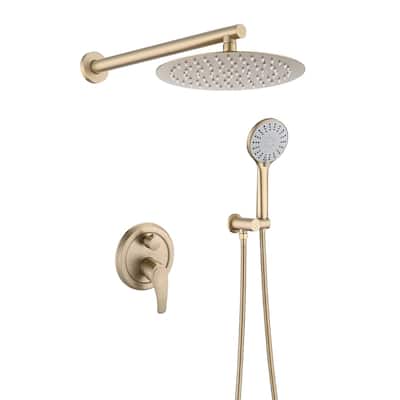 10 Inch Wall Mounted Shower System With 5-Function Handheld Sprayer Complete Rainfall Shower Faucet Set With Rough-in Valve