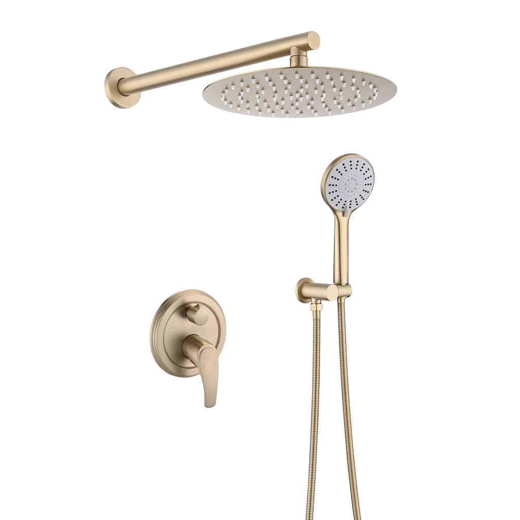10 Inch Wall Mounted Shower System With 5-Function Handheld Sprayer Complete Rainfall Shower Faucet Set With Rough-in Valve