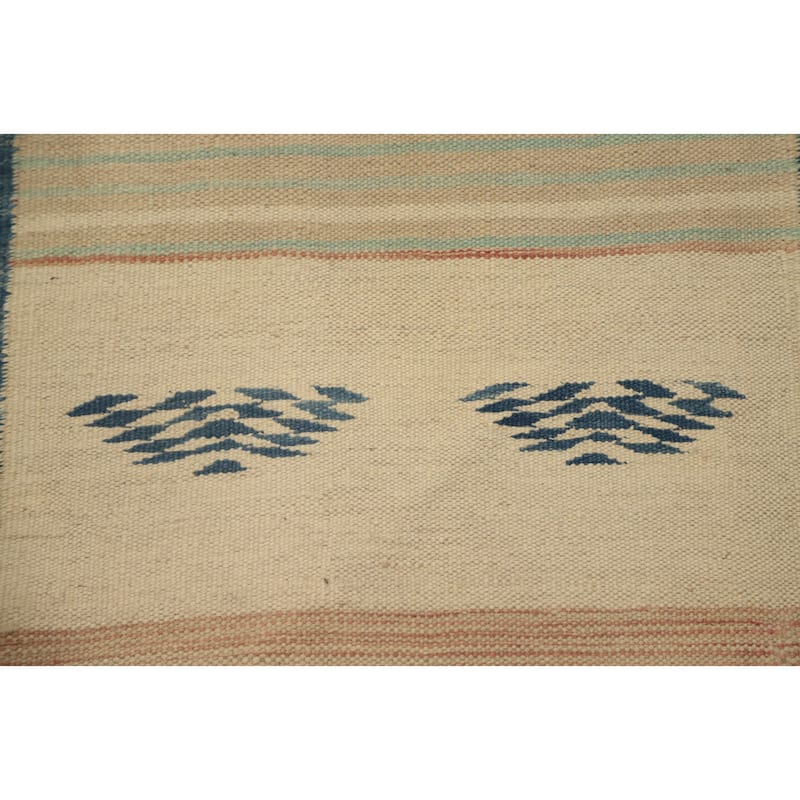 Hand Woven Oriental 100% Wool Carpet Southwestern Tribal Multi-Colored Kilim Runner Rug - 11' 5'' X 2' 5''