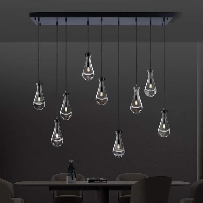KAYLA Raindrop Chandelier, Modern Glass Pendant Light, Bulb Included
