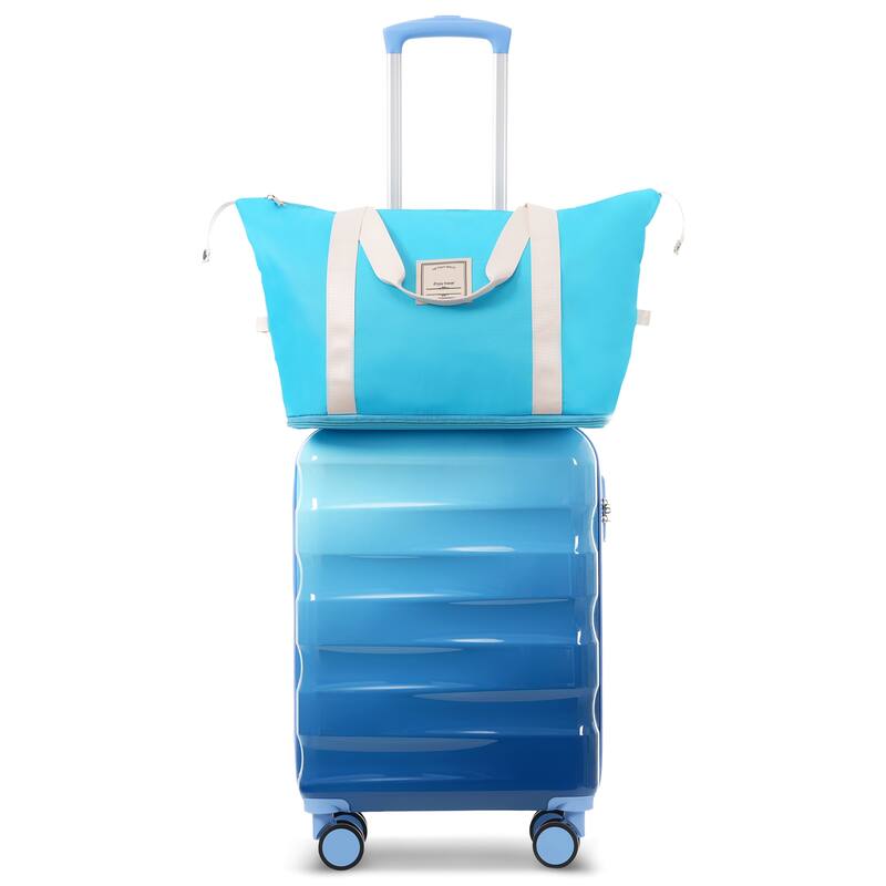 Lightweight Luggage Hard Shell Luggage 2-Piece Set with Cup Holder and Spinner Wheels, for Boarding Travel