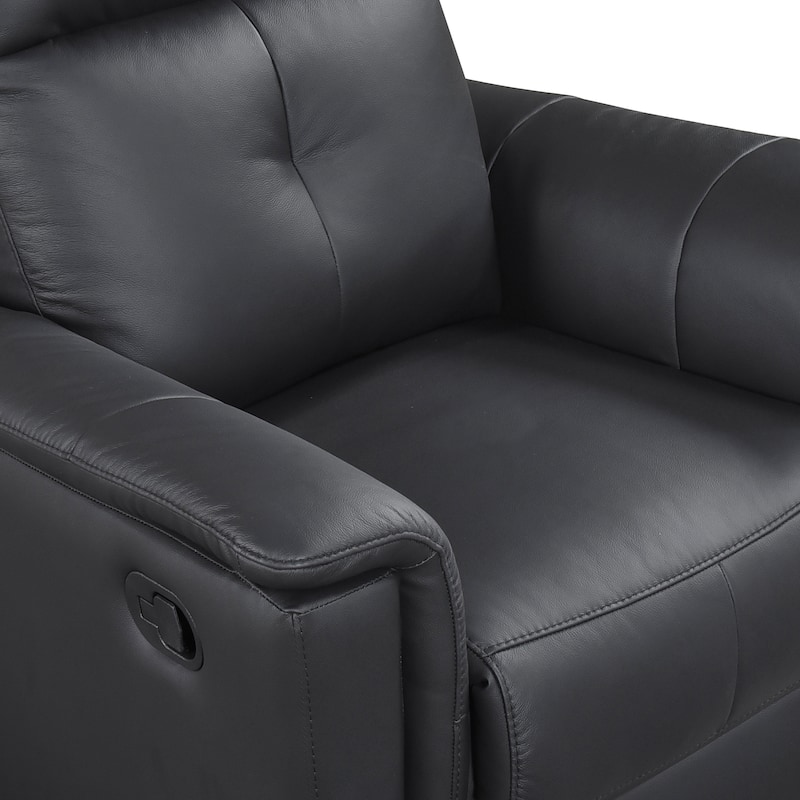 Fremont & Park Monte 35.5" Leather Swivel Glider Manual Recliner - 360-Degree Swivel