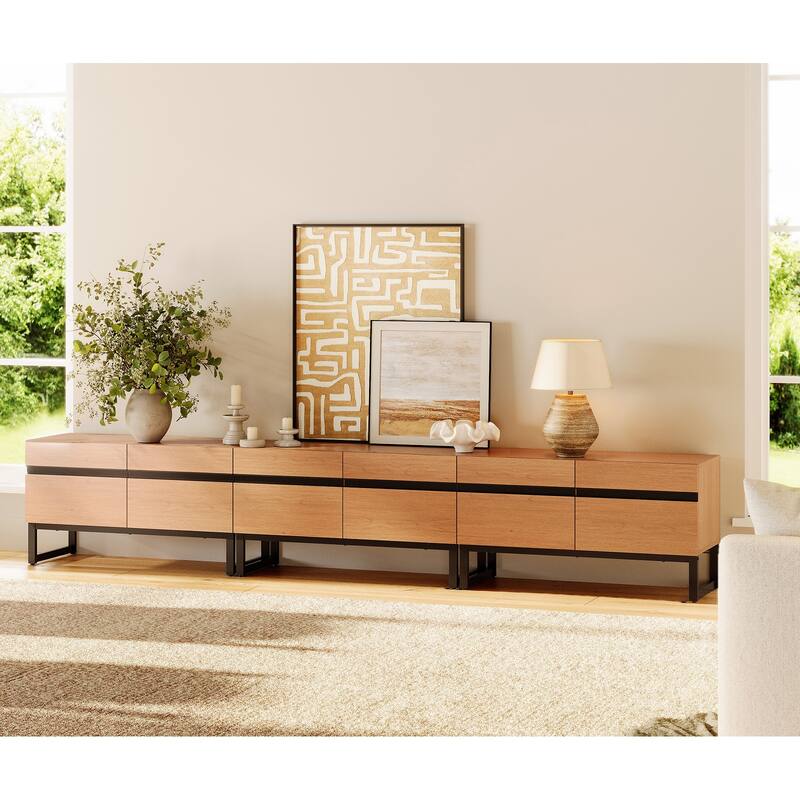 WAMPAT Modern TV Stand Entertainment Center TV Console with Storage Cabinets