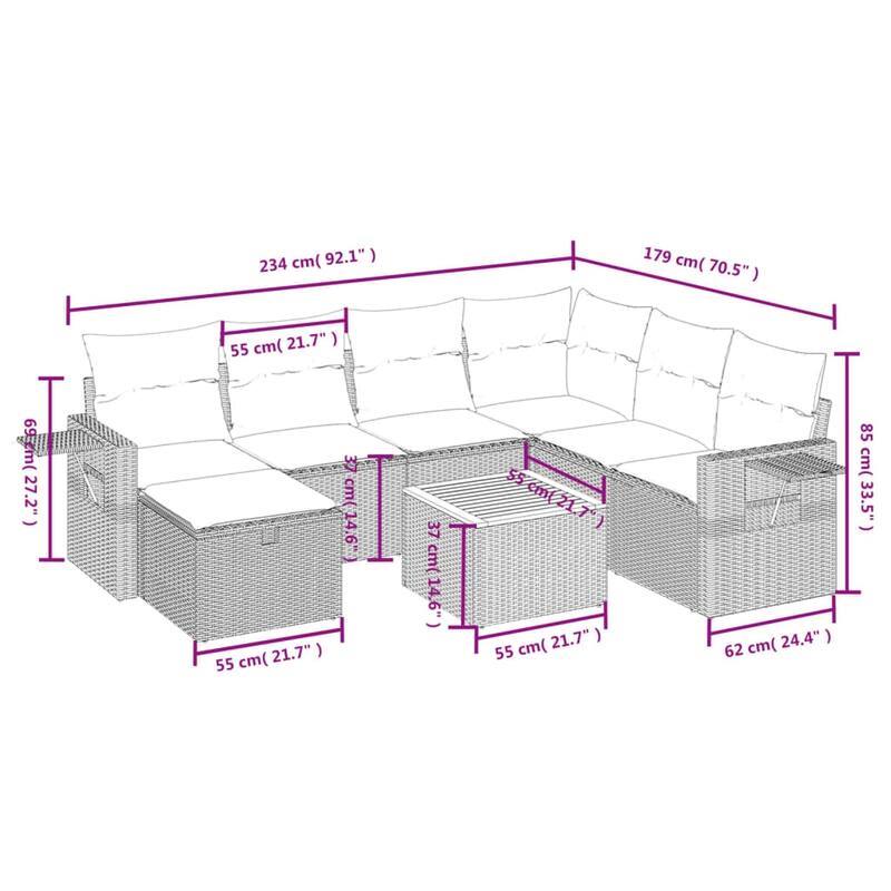8 Piece Modular Garden Sofa Set