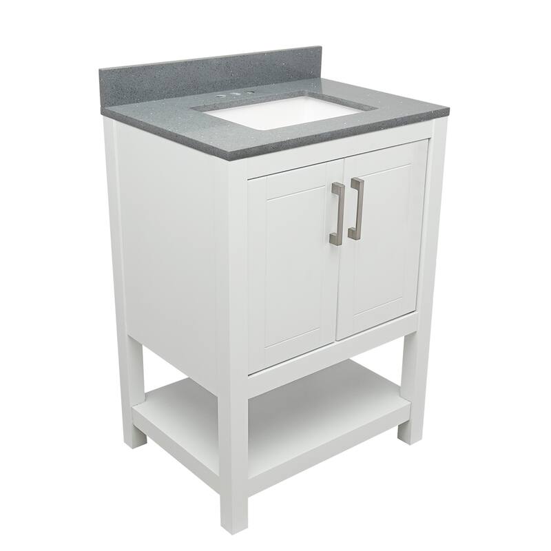 Taos 25" Bathroom Vanity with Cultured Marble Vanity Top Sink in White with White Basin