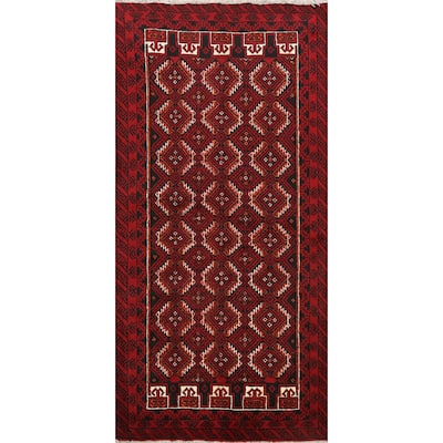 Geometric Traditional Persian Balouch Area Rug Handmade Wool Carpet - 3'2" x 6'1"