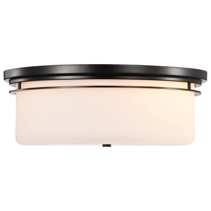 Warren - 15 Inch Flush Mount - Gun Metal with Satin White Glass - Gun Metal