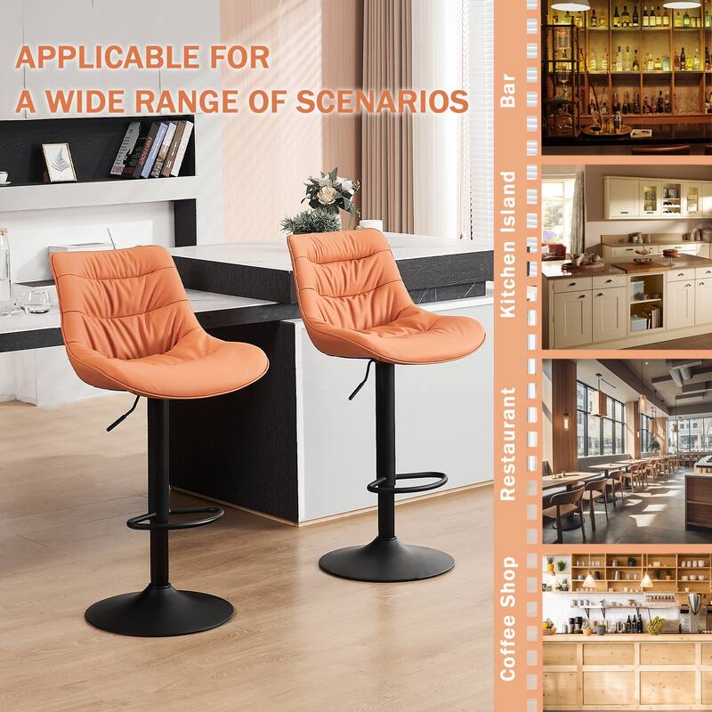 Modern Bar Stools Set of 2, Upholstered Counter Stools with Backrest