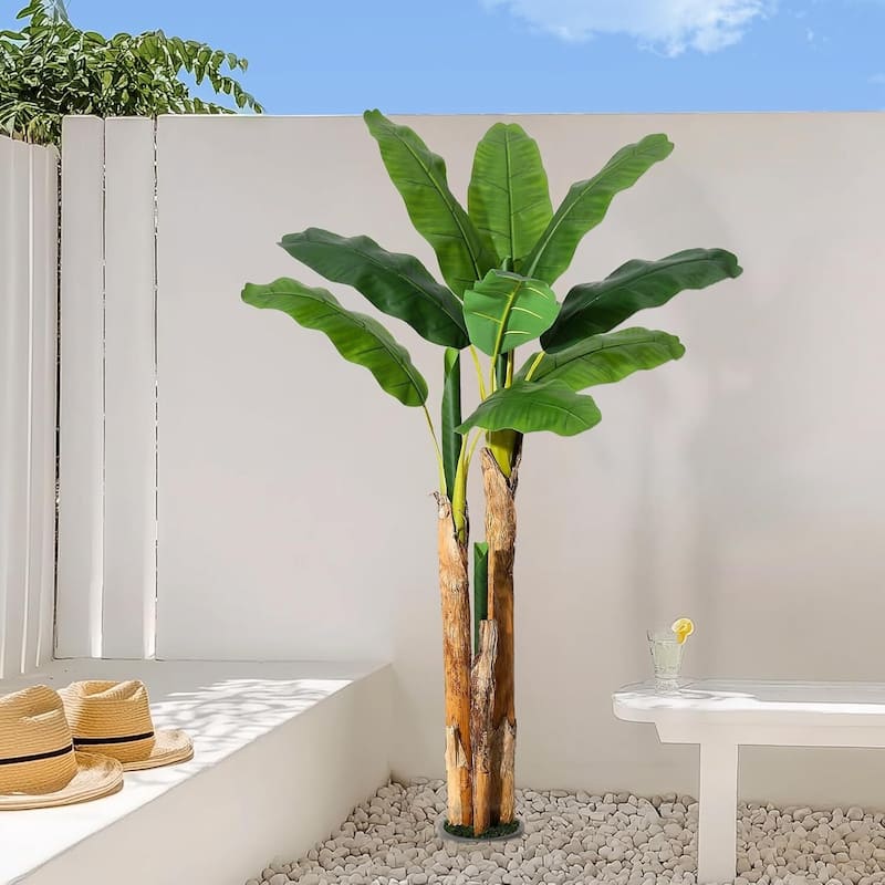 Artificial Faux Silk Banana Tree for Home Tropical Decor - 5 ft