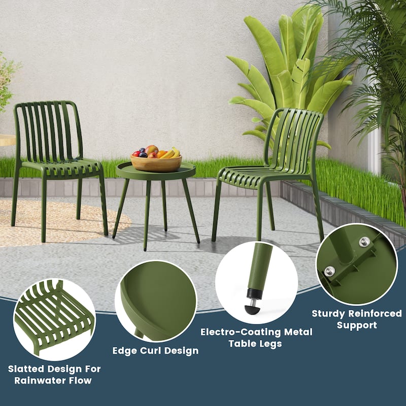 Frond and Form 3-Piece Outdoor Patio Chair With Side Table