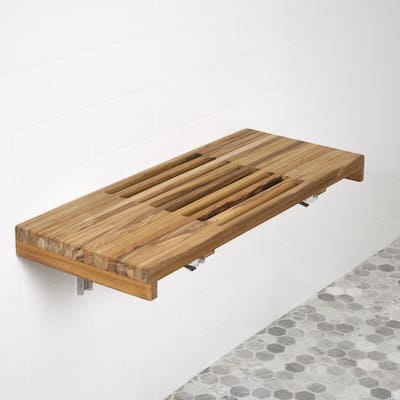 Wall Mount Fold Shower Bench with Slats - 24 x 13 - Bed Bath & Beyond ...
