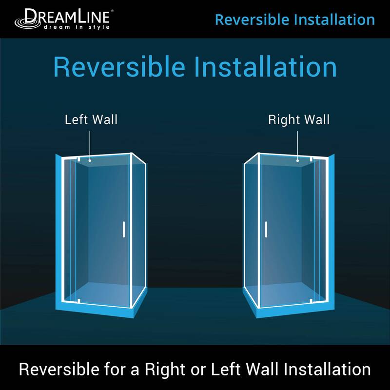 DreamLine Flex 32 in. D x 32 in. W x 74 3/4 in. H Pivot Shower Enclosure and Shower Base Kit - 32" x 32" - 32" x 32"