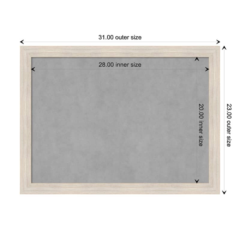 Amanti Art Hardwood White Wash Narrow Framed Magnetic Board - Board Size 28x20