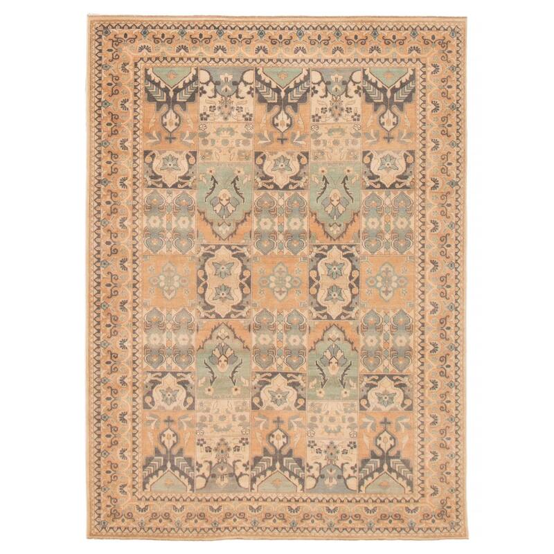 ECARPETGALLERY Hand-knotted Finest Ghazni Copper, Green Wool Rug - 6'8 x 9'2 - Copper/ Light Green - 6'8 x 9'2