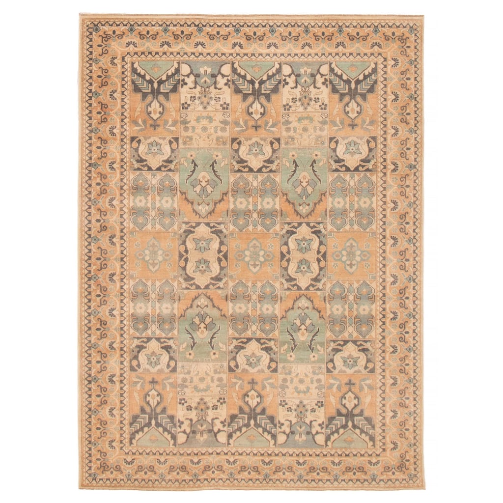 ECARPETGALLERY Hand-knotted Finest Ghazni Copper, Green Wool Rug - 6'8 x 9'2