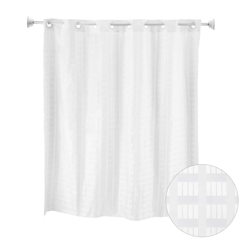 Whitmor No Hook Split Ring Shower Curtain w/No Snap Liner, 71" x 74"