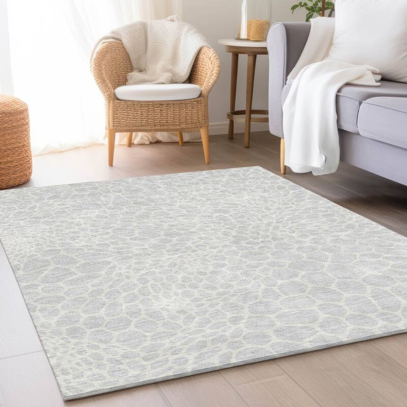 Premium Washable Super Soft Contempory Prints Mayfield Rug - Silver - 2'6" x 3'10"