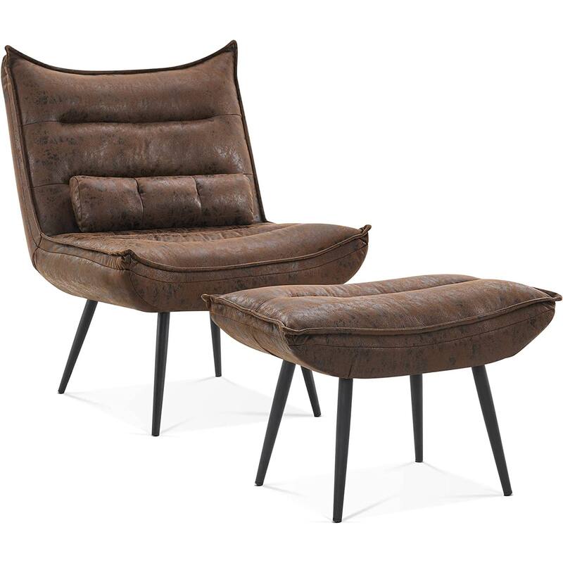 MCombo Modern Chair with Ottoman, Bronzing Fabric Upholstered Leisure Chairs