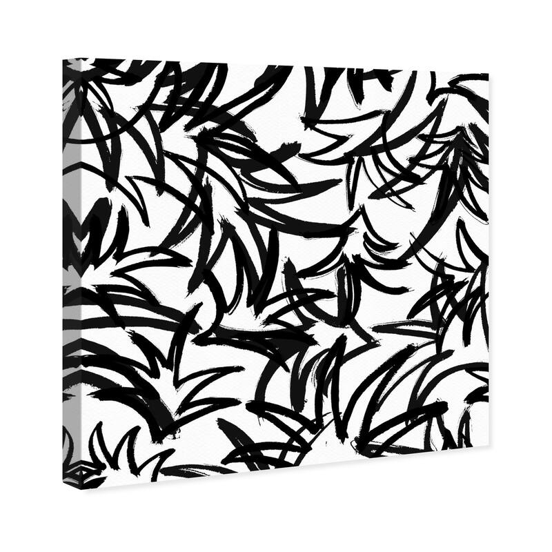 Wynwood Studio Canvas Floral and Botanical Pinapple Leaf Pattern Black and Modern & Contemporary Wall Art Canvas Print