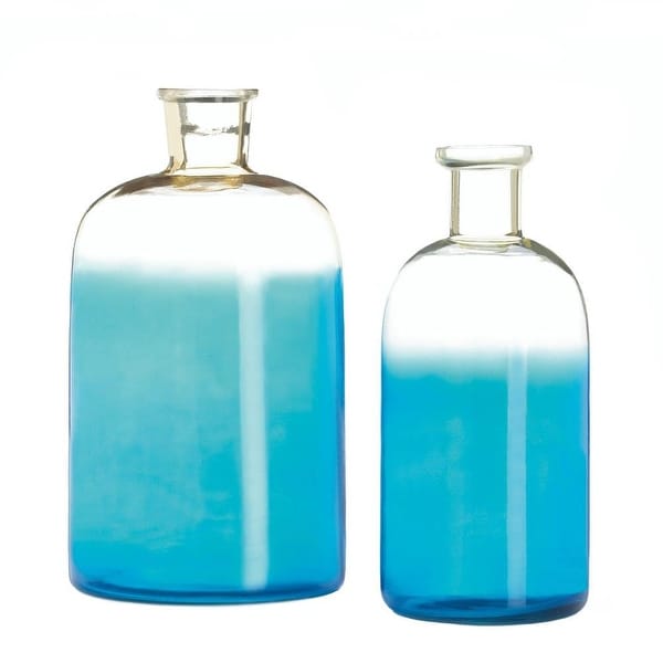Retro Blue Bottle Vase Set