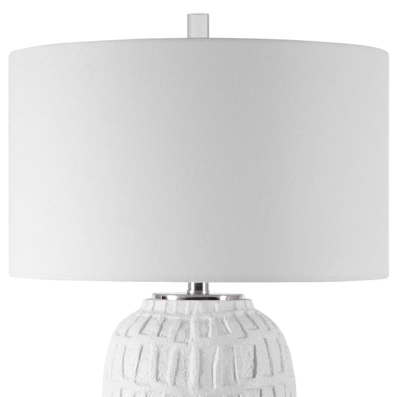 Grid Table Lamp with White Drum Shade - 26.5" - White