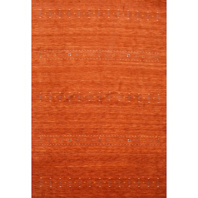 Hand Knotted Oriental 100% Wool Carpet Tribal Animal Pictorial Oranges & Rust Gabbeh Area Rug - 9' 8'' X 7' 10''