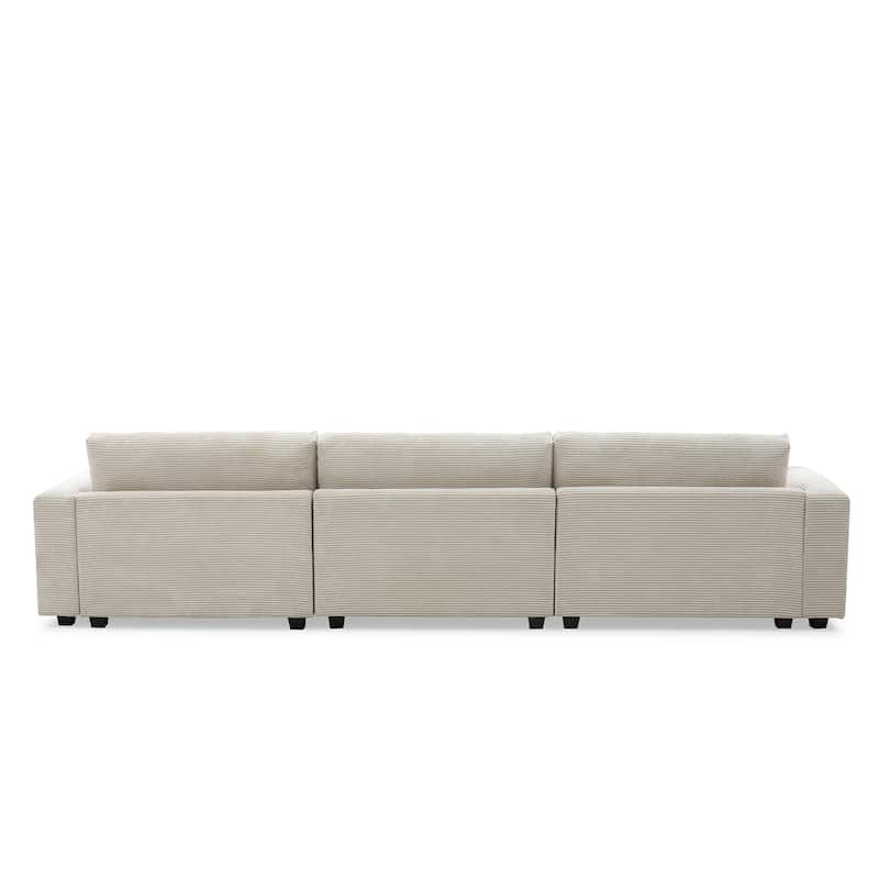 Corduroy Upholstered Sectional Sofa, L Shaped Sectional Cloud Couch