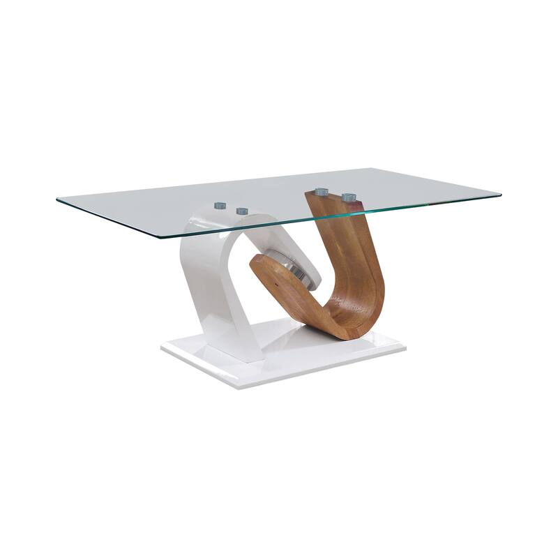 Tong Contemporary White 47-inch Wood and Glass Top 1-Shelf Coffee Table by Strick & Bolton