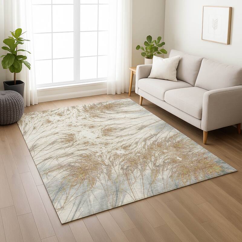 Machine Washable Indoor/ Outdoor Modern Cheraw Chantille Rug