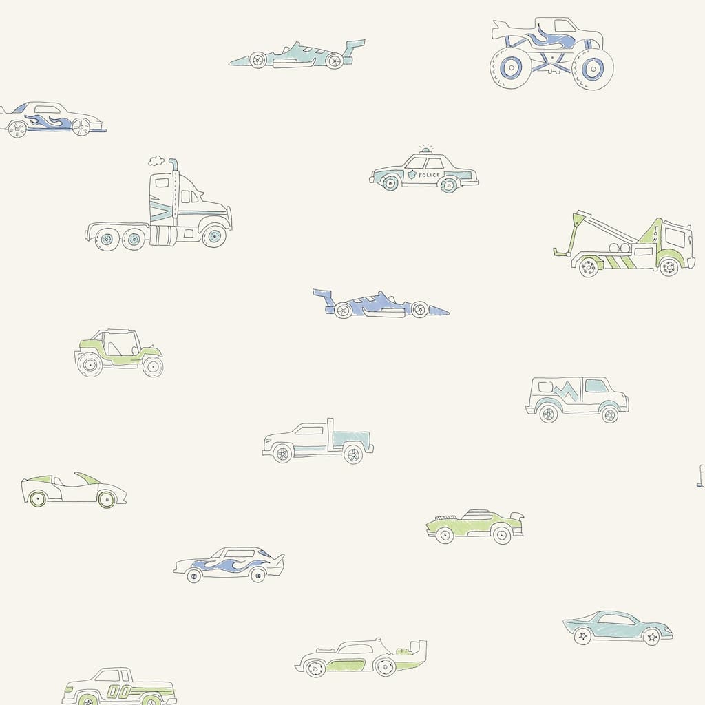 Seabrook Designs Traffic Jam Unpasted Wallpaper - 20.5 in. W x 33 ft. L