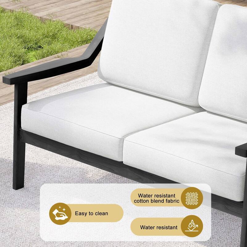 Outdoor Teak Wood Slat Back Patio Loveseat Sofa