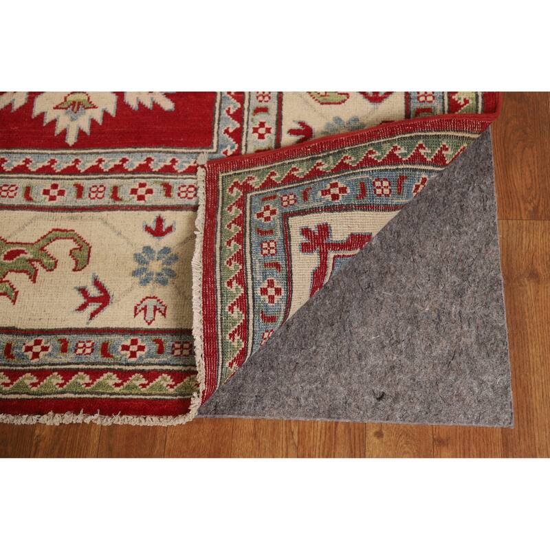 Hand Knotted Oriental 100% Wool Carpet Traditional Geometric Red Kazak Area Rug - 9' 3'' X 8' 5''