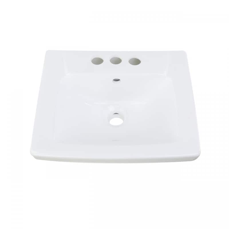WeeWash Child Pedestal Sinks 16" Wide White Porcelain Pedestal Sink with Centerset Faucet Holes (Set of 2) Renovators Supply