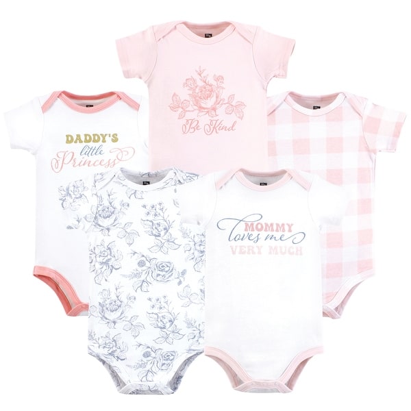 slide 1 of 1, Hudson Baby Infant Girl Cotton Bodysuits, Toile Floral 0-3 Months - Toile Floral