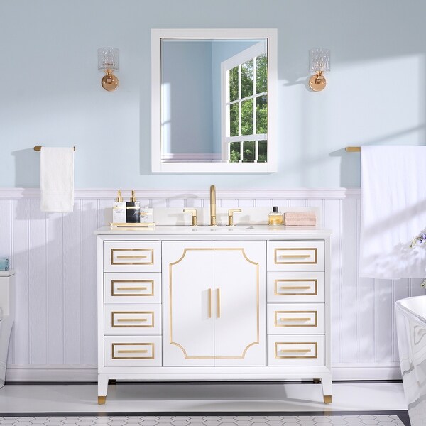 35'' H Solid Wood Bathroom Vanity with Stain-resistant 35'' H Solid Wood Bathroom Vanity with Stain-resistant