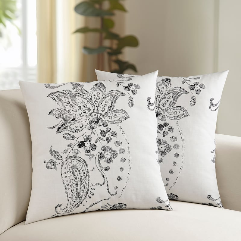 Exclusive Fabrics Printed Cotton Throw Pillow Covers 18 X 18 - Textured Decorative Pillow Covers (Set of 2)
