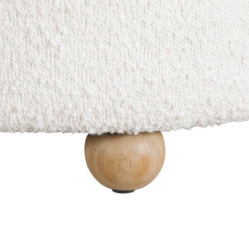 Arden 31" Boucle Swivel Chair with Ottoman - Solid Wood Legs