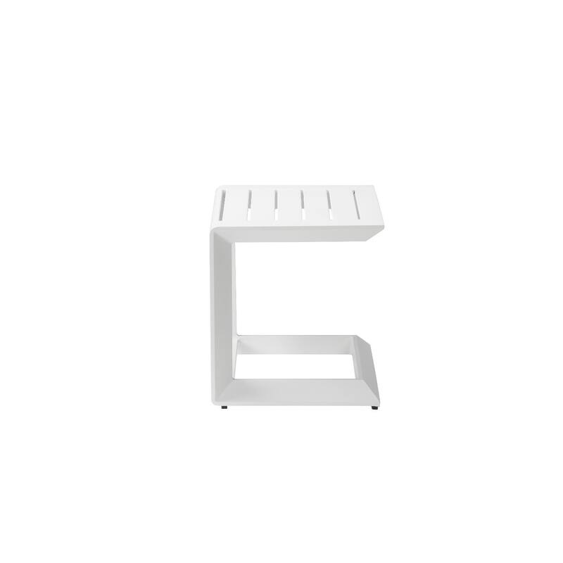Uniquely Structured Contemporary Aluminum Side Table, White