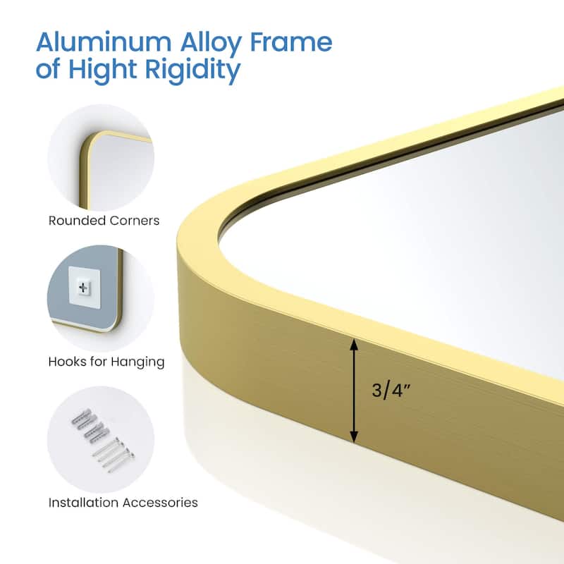 24 x 36 Inch Shatterproof Wall Mount Metal Frame Mirror