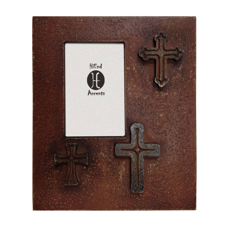 HiEnd Accents Distressed Tree Crosses Frame (EA), 4X6 Red