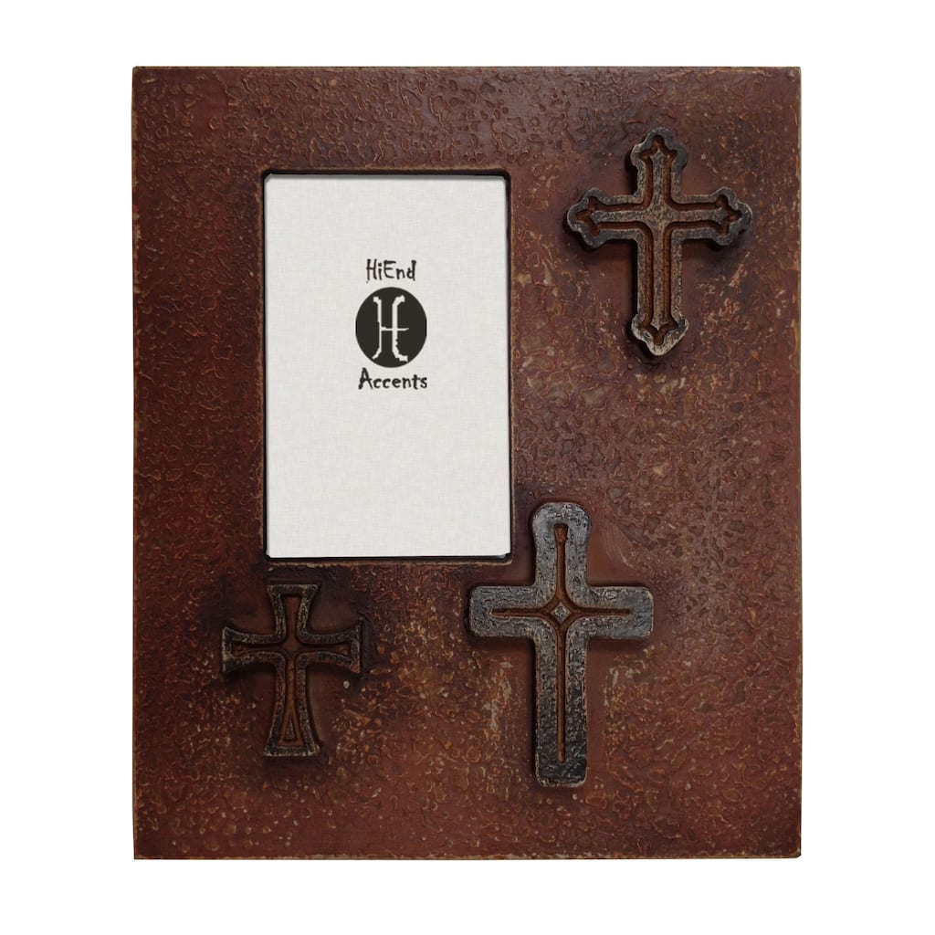 HiEnd Accents Distressed Tree Crosses Frame (EA), 4X6 Red