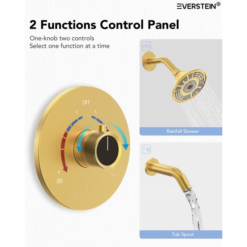 Tub Shower Faucet Set Pressure-Balanced Shower System with Temperature Display Shower Head