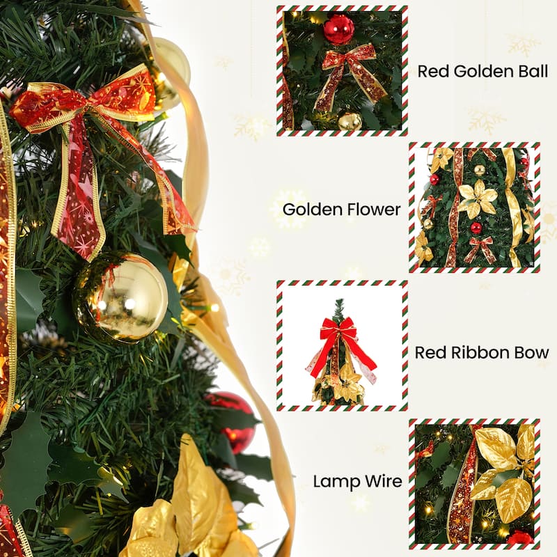 6FT/7FT Pre-Lit Artificial Christmas Tree with Ornaments