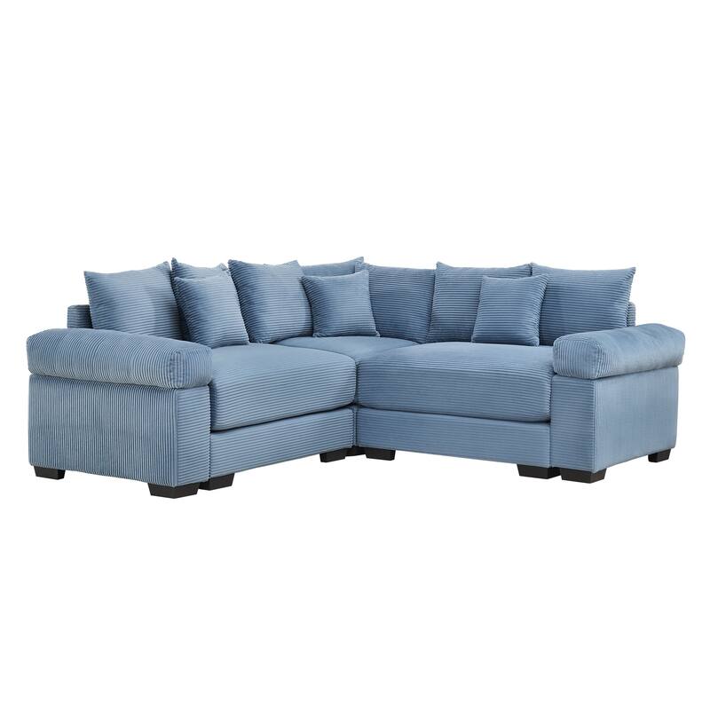 GDFStudio - Corduroy L-Shaped 3-Seater 79.1" Cloud Modular Sectional Couch