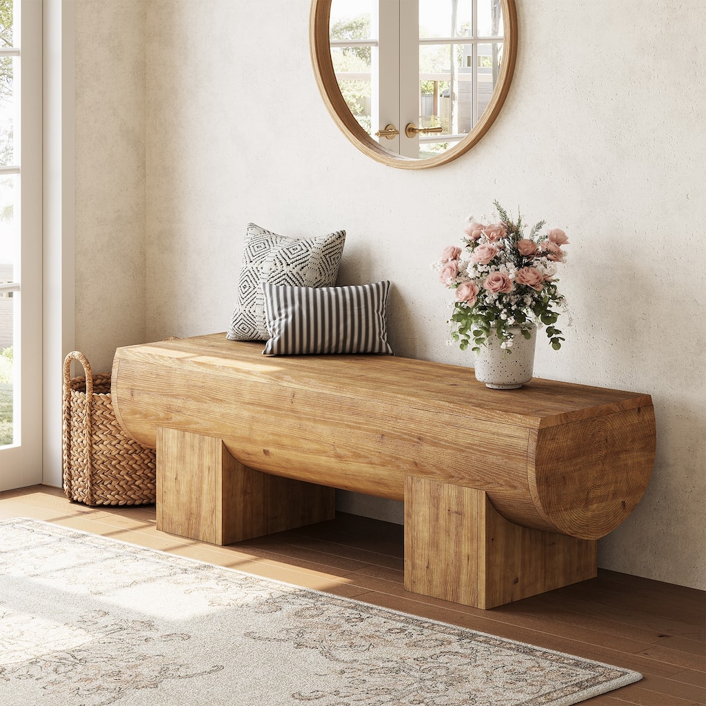 Solid Wood Entryway Bench, 47" End of Bed Bench