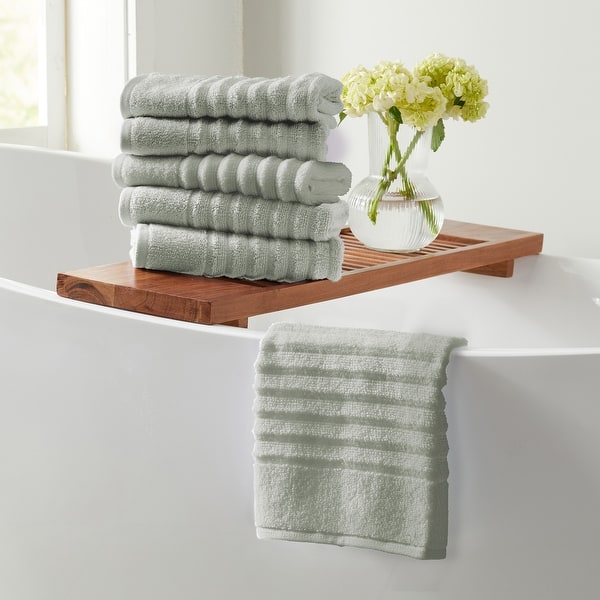 Linery & Co. Combed Cotton Bath Towel Set - Hand Towel (Pack of 6) - Sage Green