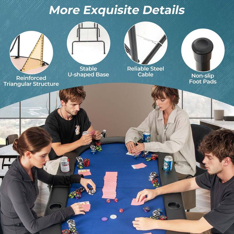 Costway 8 Players Poker Table with 8 Cup Holders & Comfy Armrests - See Details