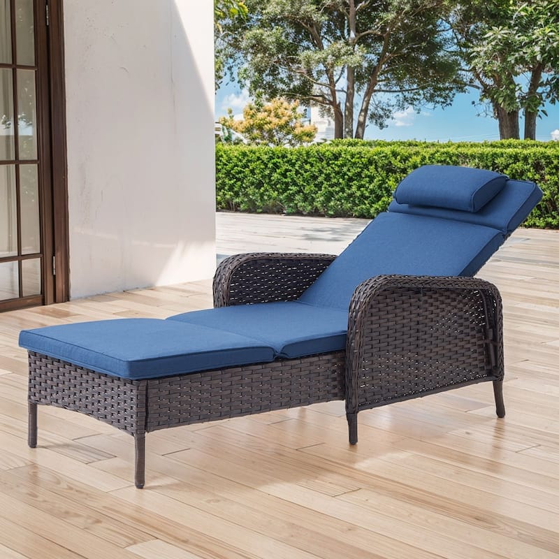 Outdoor Chaise Lounge Chair Adjustable 5-Position - 1-Piece